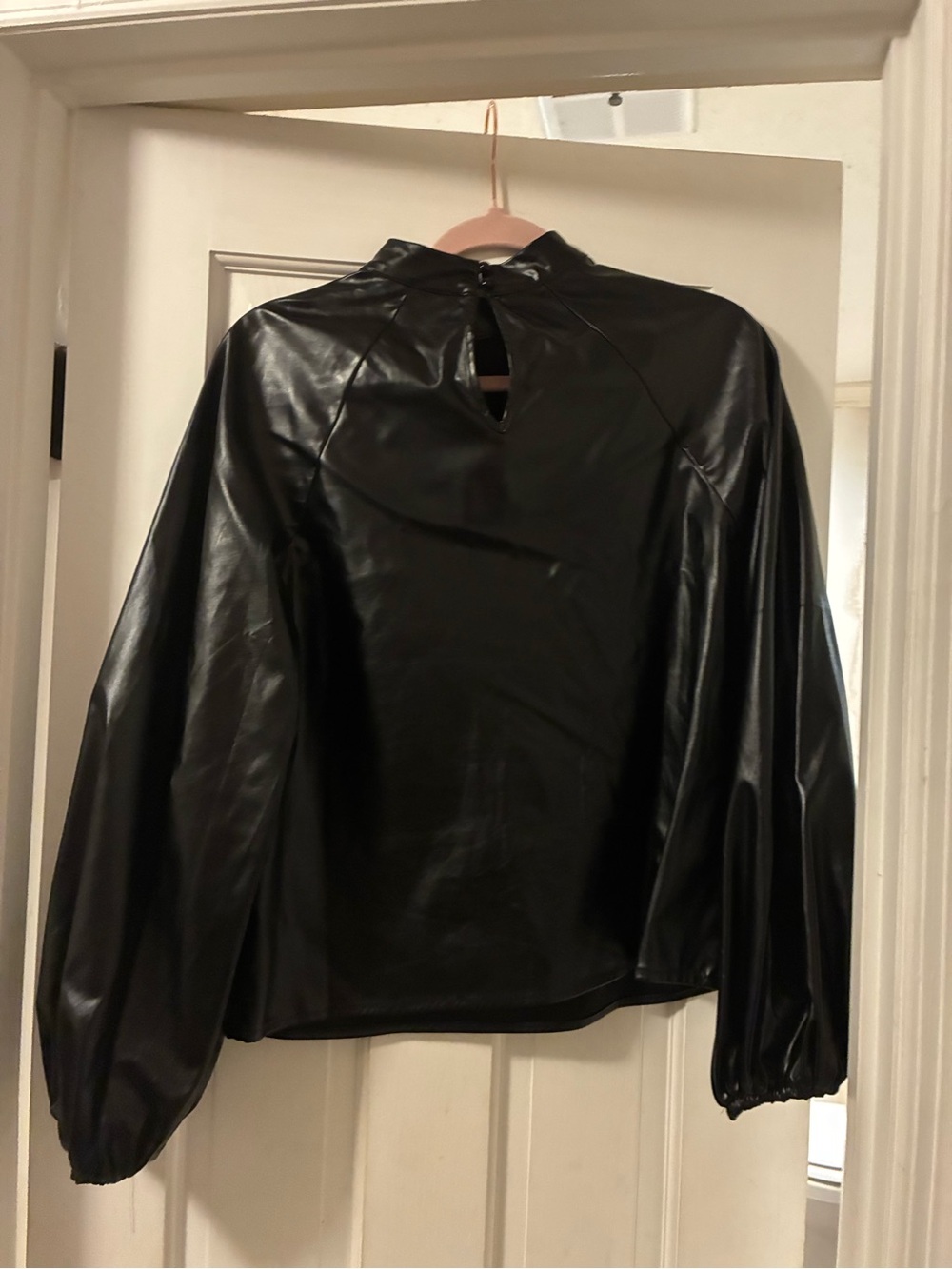 SHEIN Black Faux Leather High Neck Top - Picture 2 of 3